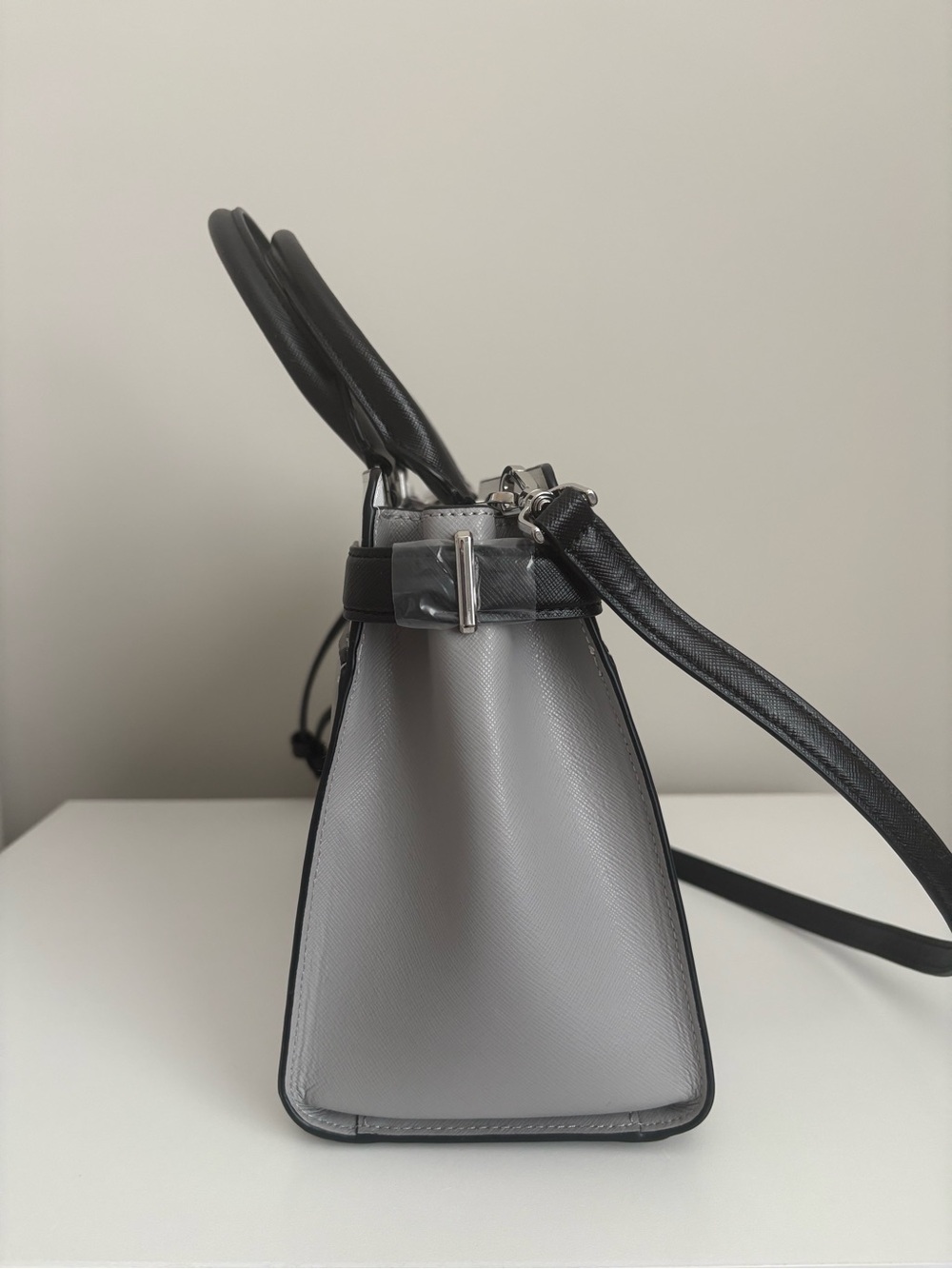 kate spade New York Gray, White & Black Leather Satchel - Picture 3 of 7